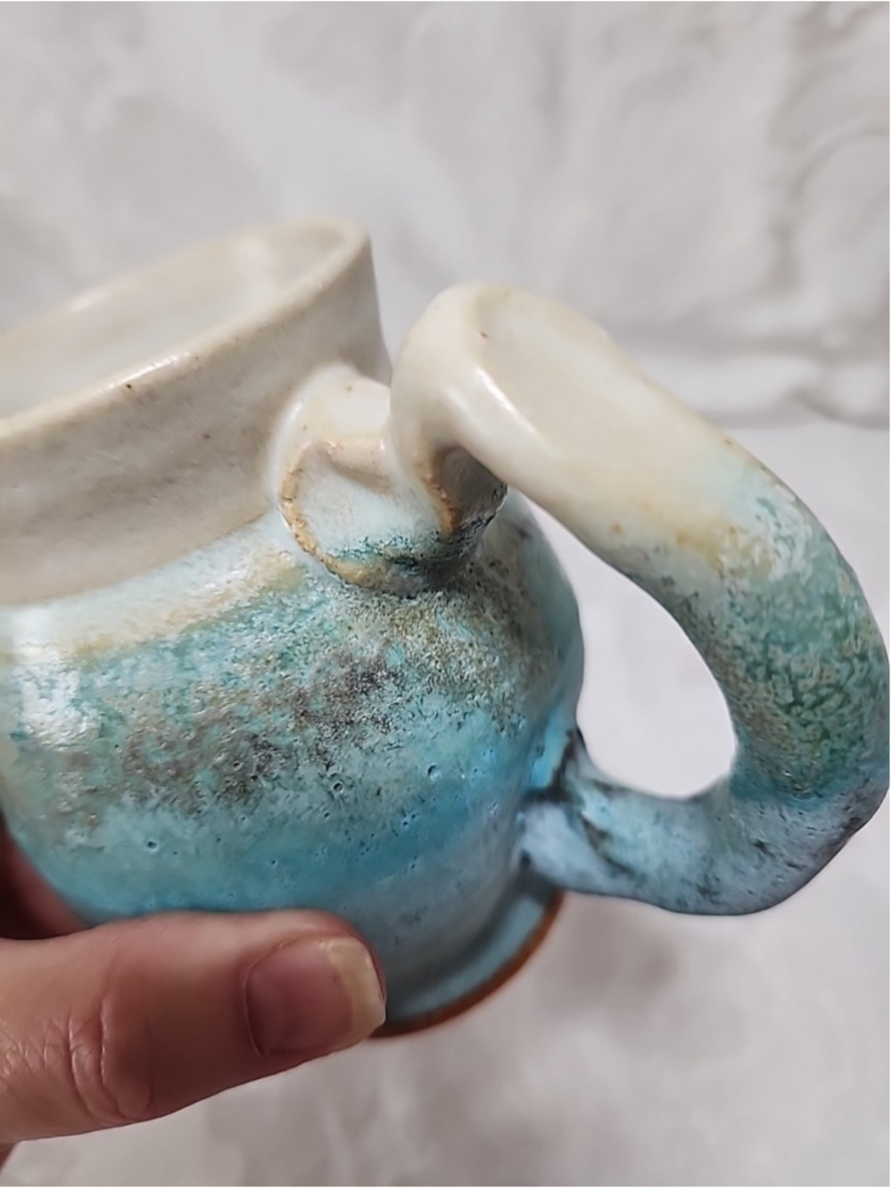 Studio Pottery Mug Turquoise Hand Thrown Signed 4 Inch Arizona - Picture 9 of 15